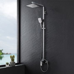 8 inch Square Chrome Twin Shower Set Bottom Water Inlet 3 Functions Handheld 8 inch Square Chrome Twin Shower Set Bottom Water Inlet 3 Functions Handheld